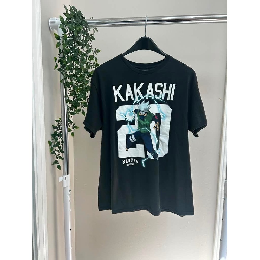 Naruto Shippuden Kakashi Hatake Graphic Tee Black Sz L